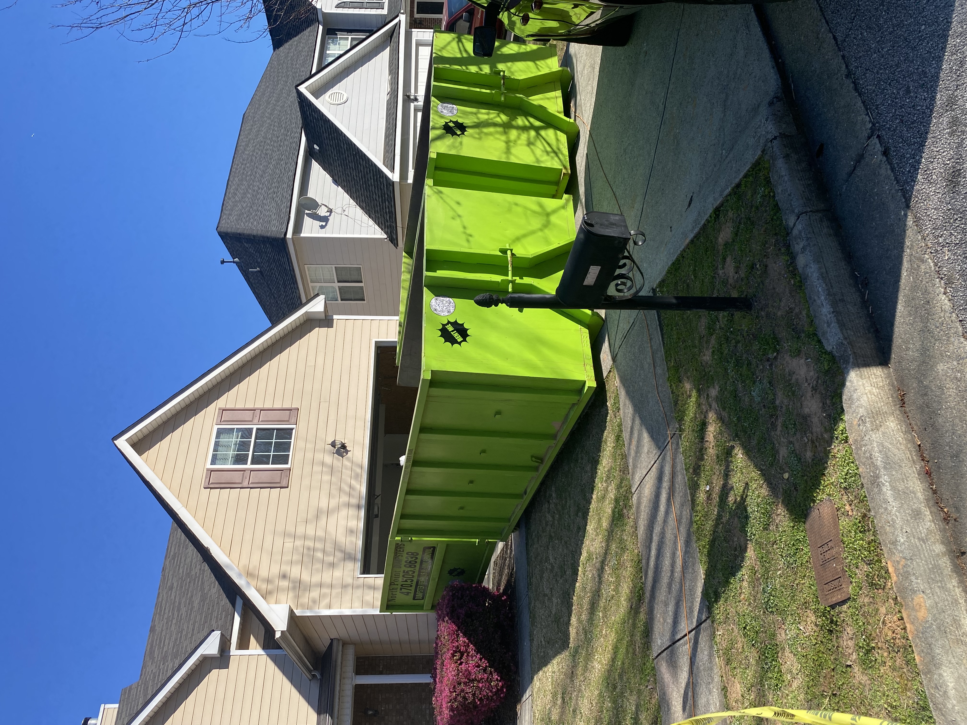 Dumpster in driveway